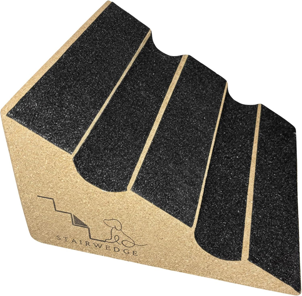 Cork and carpet stair ramp wedges placed on wooden steps – view 2