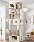 Dark grey 80 inch cat tower with three caves and hanging baskets – view 4