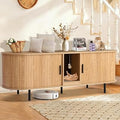 63" Fluted Double Litter Box Enclosure for 2 Cats with Sliding Door