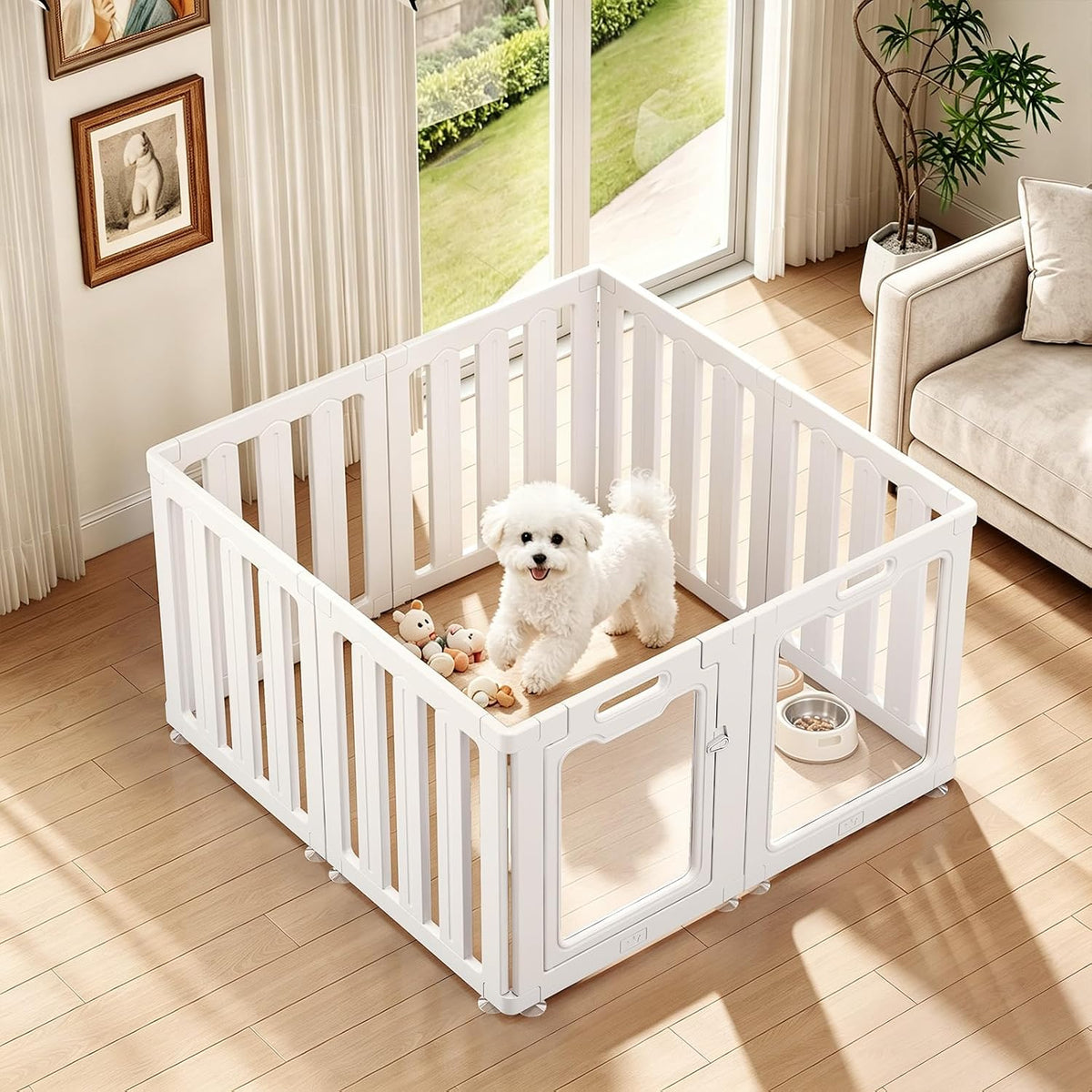 White-trimmed clear acrylic 24 inch dog playpen enclosure – view 2