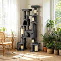 Dark Gray 79-Inch Tall Cat Tower, Reinforced Dual Baseboard, for Big Adult Cats