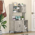 White wooden litter box enclosure cabinet with shelves and doors – view 3