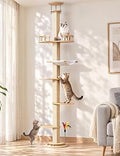 Floor-to-Ceiling Cat Tree, Adjustable 96-112 in Cat Tower, Square