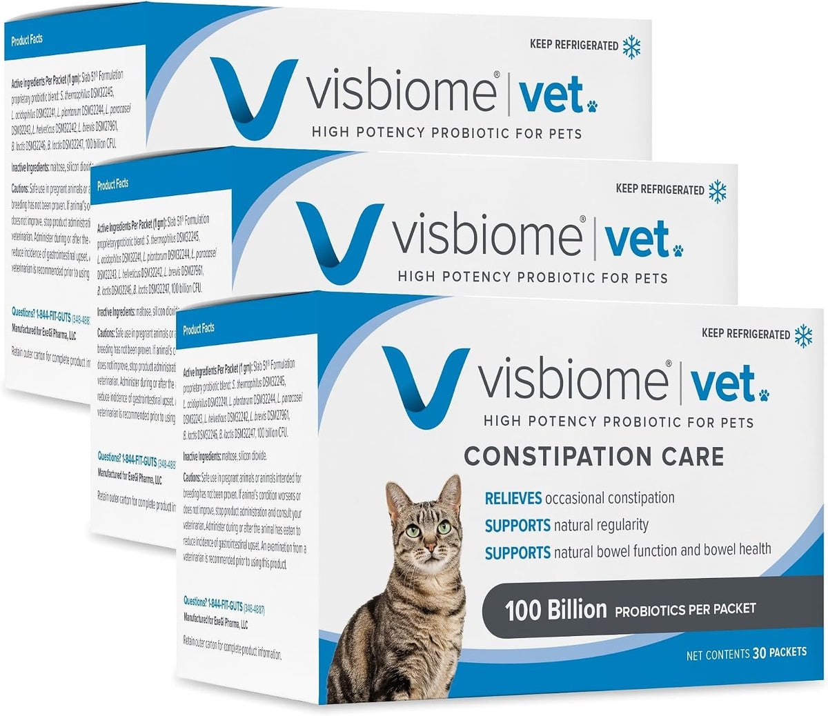 Box of multi-strain probiotic packets for cats – view 3