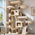Light gray 72.1 inch cat tree with hammocks and stepped platforms – view 3