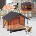Large insulated outdoor dog house with feeding porch – view 2