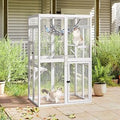 COZIWOW Catio Outdoor Cat Enclosure with Window Access, Wooden Cat House with Platforms and Hammock, White
