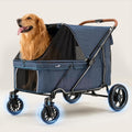 Navy blue extra large dog wagon stroller with mesh canopy