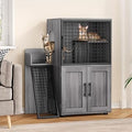 Modern Cat Litter Box Furniture Cabinet with Side Door, Double Layer Villa Style with Ladder, for Indoor Cats