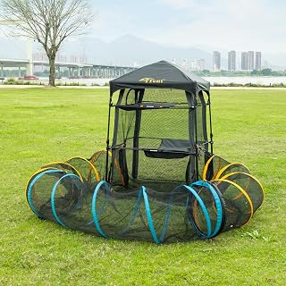 Portable Foldable Cat Enclosure and Tower Tent, 3 Tier Cage with 3 Tunnels, Indoor and Outdoor Catio