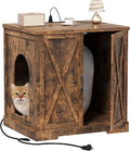 Cat Litter Enclosure for Robot Litter Boxes, Large Cabinet with Charging Station, XL XXL, Rustic Brown, GCLB004SR