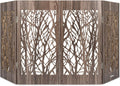 Four-panel freestanding pet gate with barnwood branch design