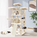 Extra tall smoky grey multi-level cat tree with condo and scratching posts – view 9
