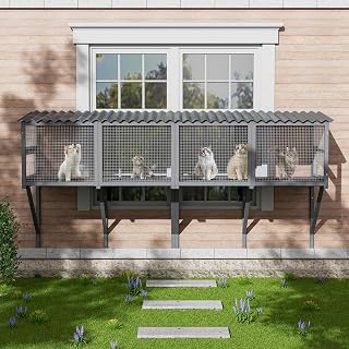 Cat Catio Window Perch for Indoor Cats, Gray, 82.6 Inch Long