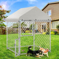 Galvanized steel outdoor dog kennel with waterproof roof cover