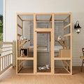 70-Inch Walk-In Wooden Catio with Window Access, Natural