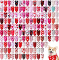Assorted red and pink Valentines Day dog bandanas with heart prints