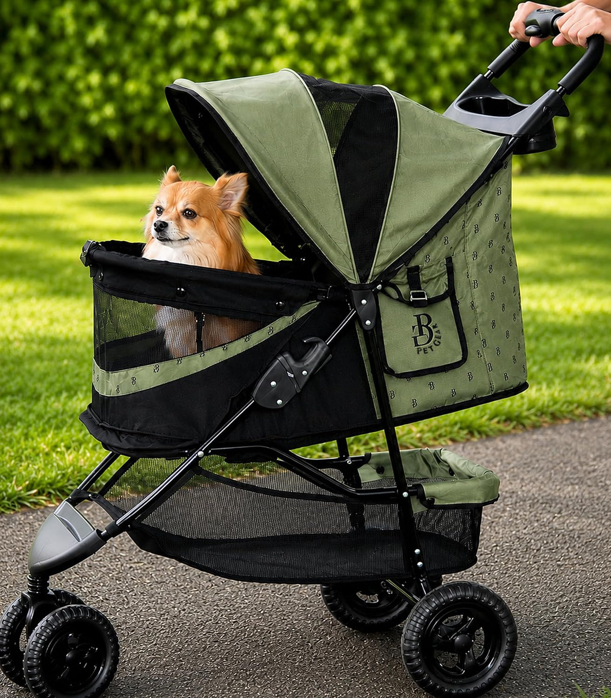 Northern Lights color three-wheel pet stroller with zipperless entry – view 3