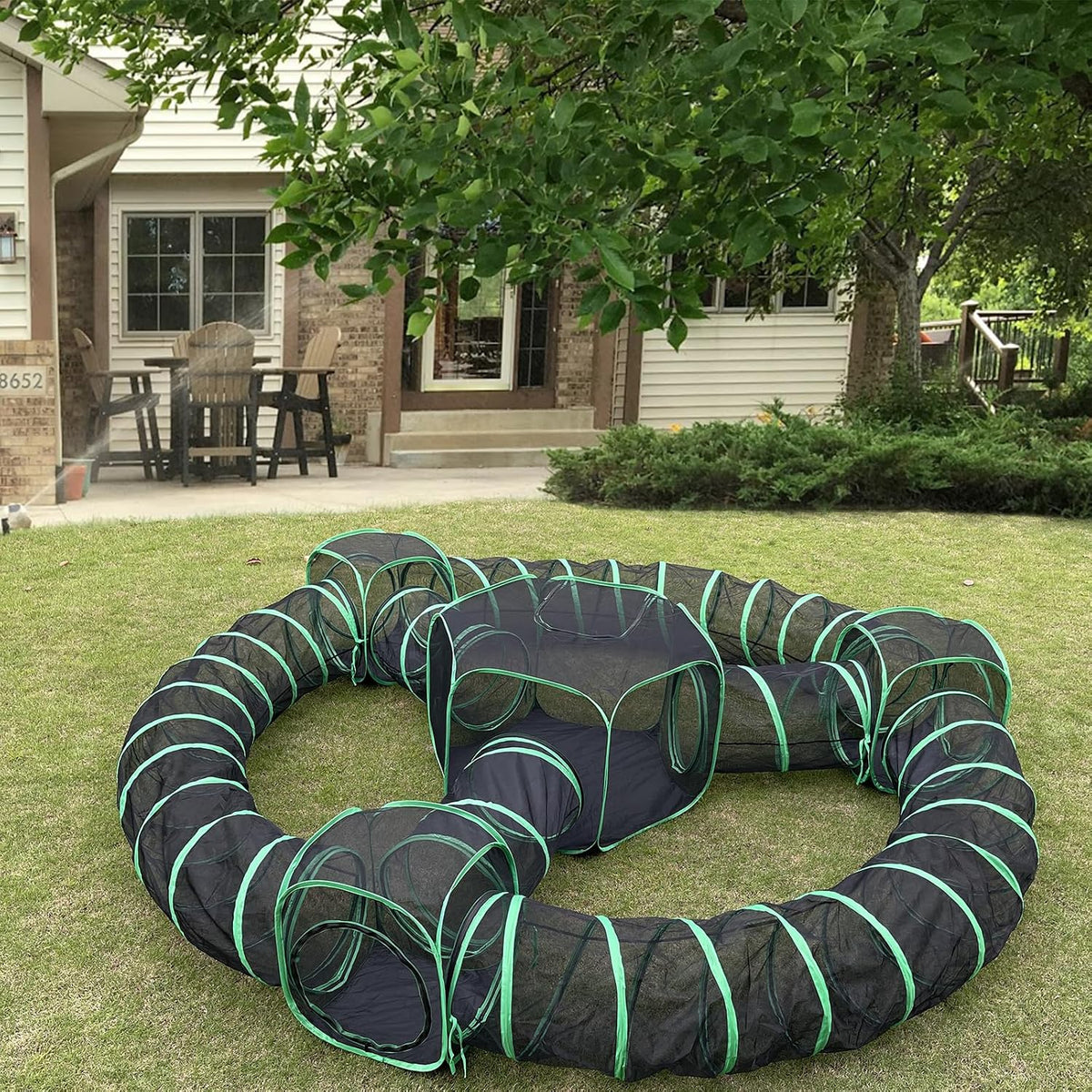 Foldable outdoor cat tent enclosure playpen with connecting tunnels