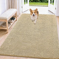 Beige chenille doormat for dogs on an entryway floor