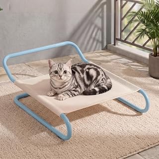 Elevated Cat Bed with Breathable Mesh and Durable Metal Frame, 2 Pack, Blue