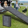Wide 71 inch foldable dog car ramp with non-slip rug surface