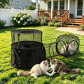 Camo pop-up cat enclosure tent with connecting tunnels – view 2