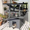 Grey and white four-tier outdoor cat house with enclosed shelter, balcony and scratching posts – view 2
