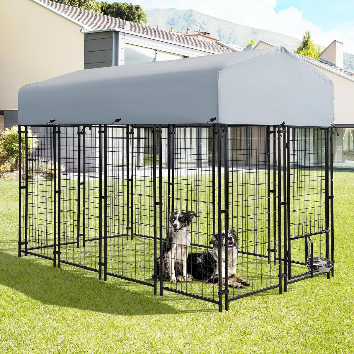 Heavy duty 8 x 4 x 6 ft outdoor dog kennel run with locking door