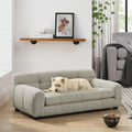Green elevated dog sofa with memory foam cushion, backrest and wooden legs – view 4