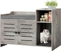 GARVEETECH Farmhouse Hidden Cat Litter Box Enclosure with Storage Shelf