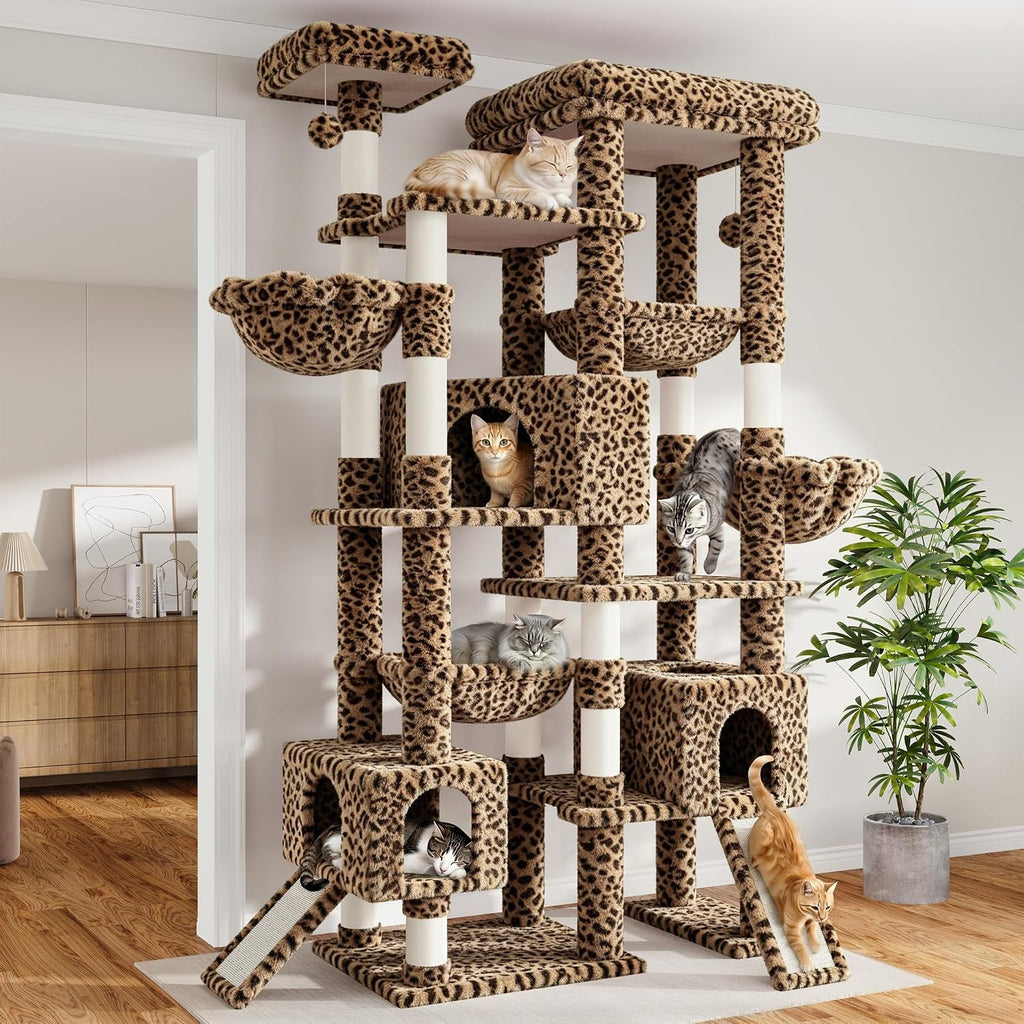 Dark grey 87 inch multi-level cat tree with baskets and hammocks – view 5