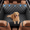 Black waterproof no-sag dog back seat hammock with rigid walls in a car