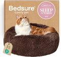 Coffee brown round faux fur donut cat bed