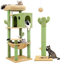 Cactus Series Combination: 49 Inch Cat Tower and 37 Inch Large Scratching Post for Cats up to 20 lbs
