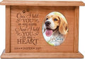 LifeSong Milestones Personalized Pet Cremation Urn Box, Cherry Wood, Engraved, Holds 2x3 Photo