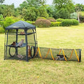 Cat Enclosure Tower Tent for Kittens and Cats, 3-Tier, Portable and Foldable, Two Doors, with Play Tunnel
