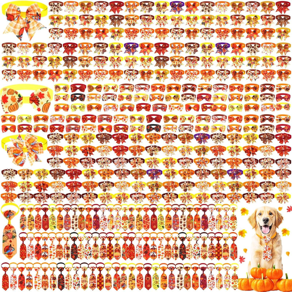 Assorted seasonal dog bow ties and neckties on adjustable collars – view 5