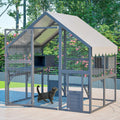 74-inch wooden walk-in outdoor catio with sleeping houses and bridges