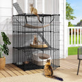 Three-tier metal cat cage playpen with platforms and large hammock