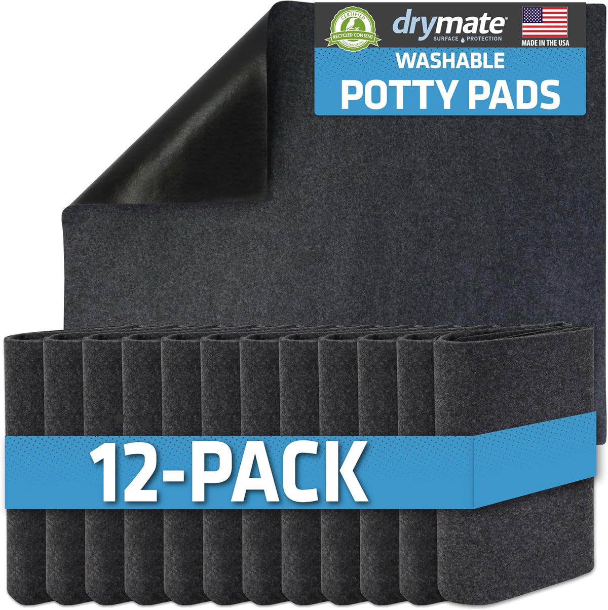 Stack of charcoal washable reusable dog pee pads