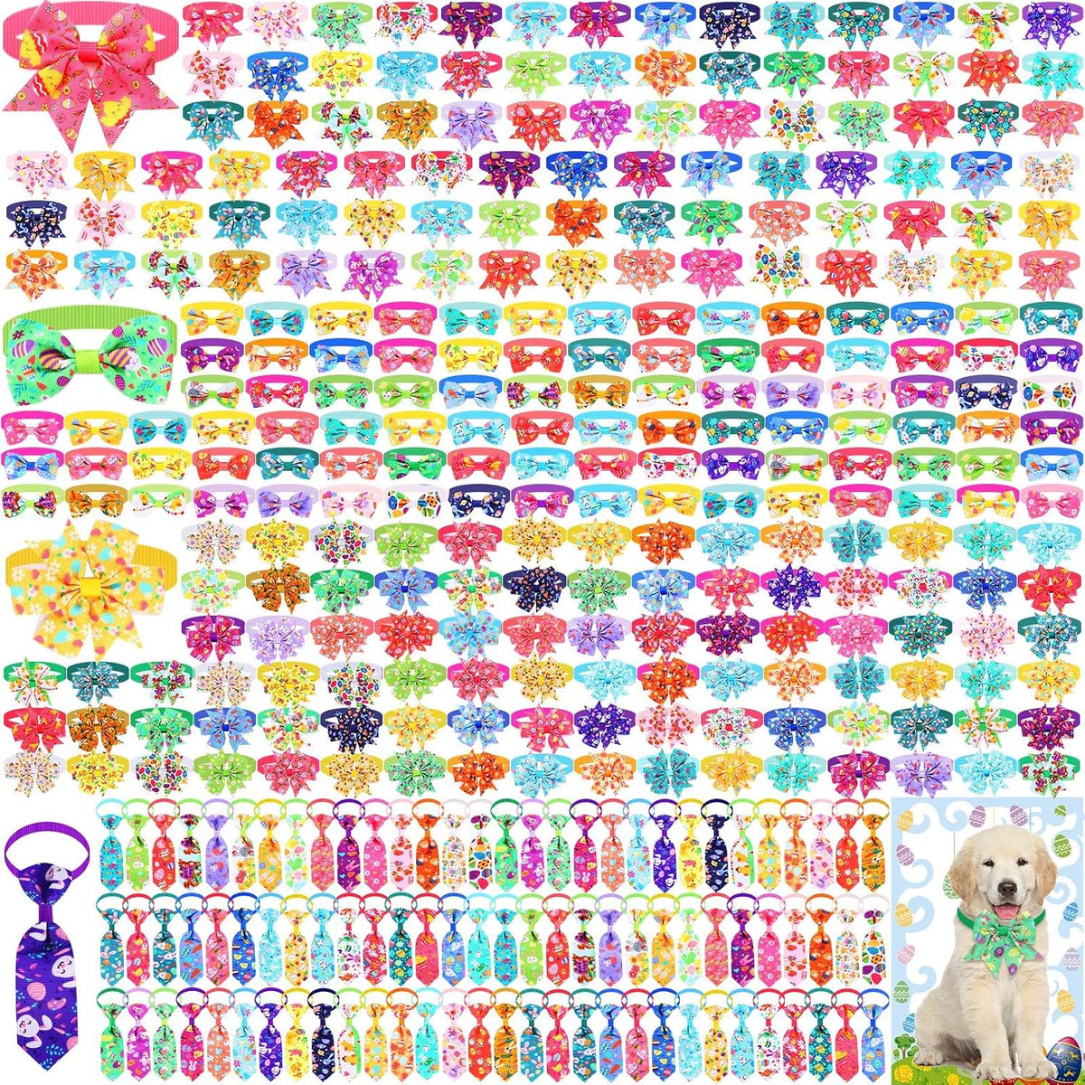 Assorted seasonal dog bow ties and neckties on adjustable collars – view 6