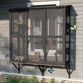 Burlywood wooden catio window box enclosure with platforms and doors – view 3