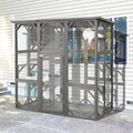 Grepatio Catio Outdoor Cat Enclosure, Weatherproof Wood Catio House with 5 Platforms and 1 Removable Litter Box, Grey