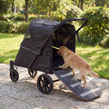 Khaki extra large 4-wheel pet stroller with built-in access ramp – view 2