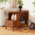 Birch veneer solid wood litter box end table with drawer