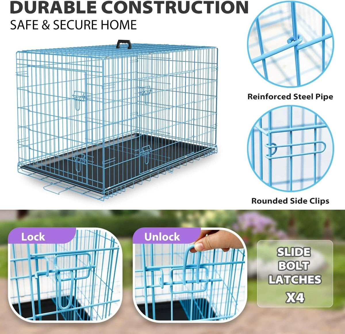 18,24,30,36,42,48 Inch Dog Crates for Large Dogs Folding Mental Wire Dog Kennels