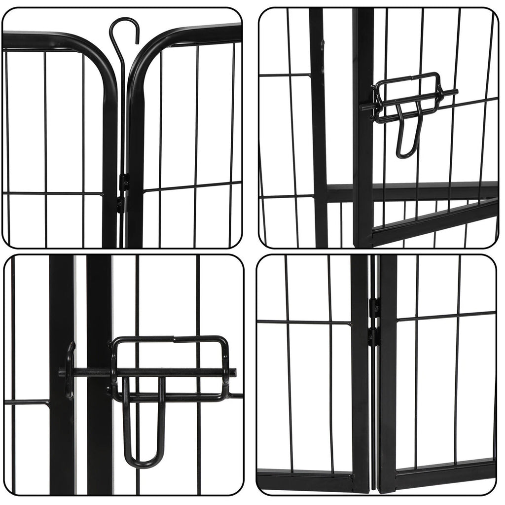 Foldable 8 Panels 40'' Large Dog Playpen Dog Fence Puppy Exercise Pen with Doors