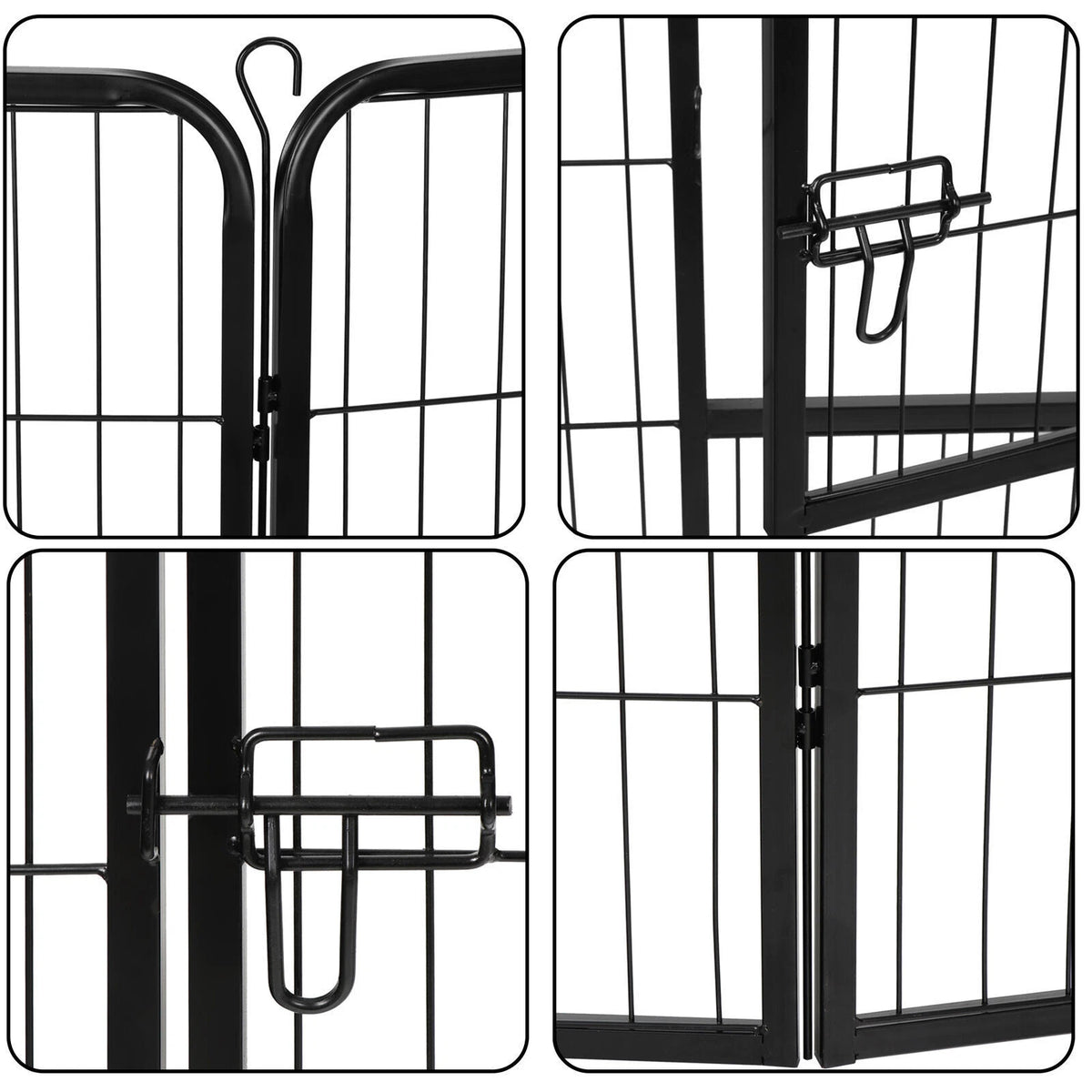 Foldable 8 Panels 40'' Large Dog Playpen Dog Fence Puppy Exercise Pen with Doors