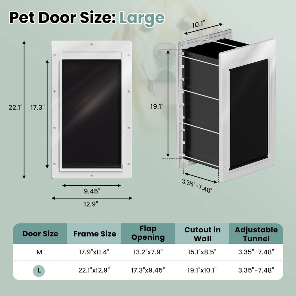 Dog Door 3 Flap, Plastic Dog Door for Wall, Large Doggy Door, Dogie Door